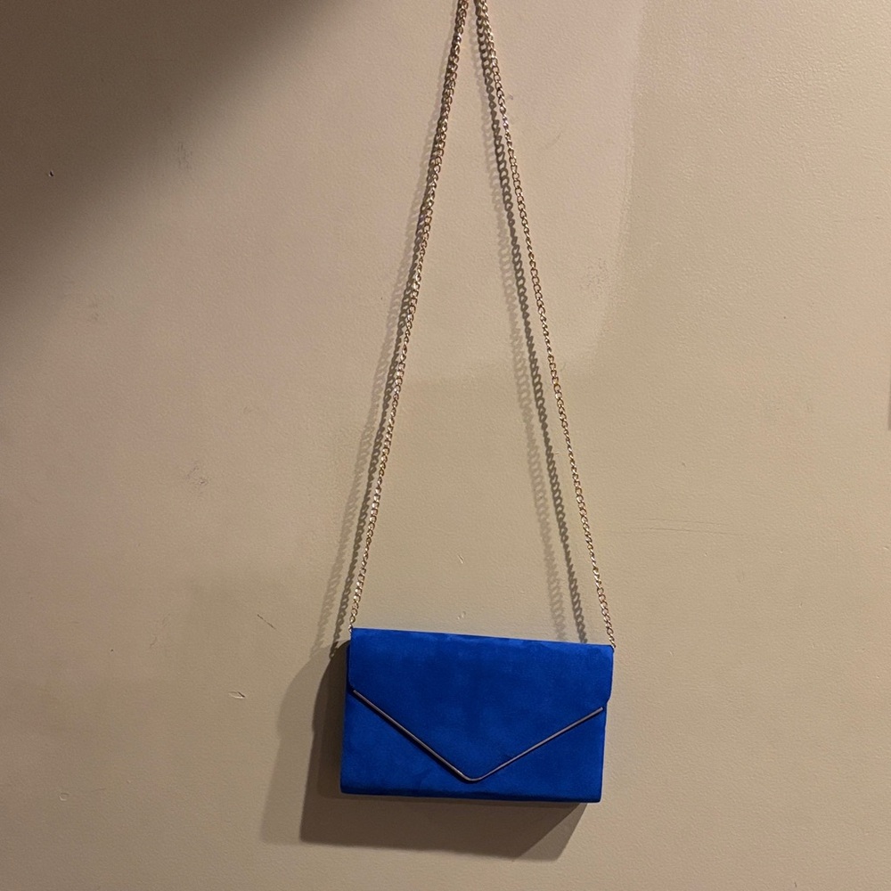 Elegant Blue Chain Strap Clutch